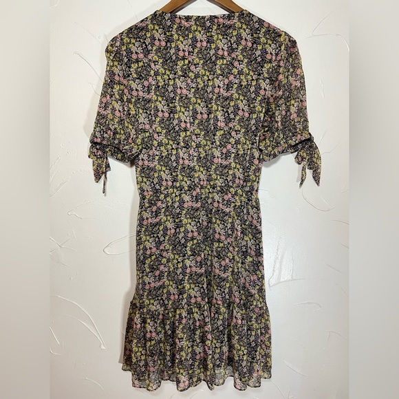 Lauren Conrad Brown Floral Button Side Mini Wrap Dress SZ M - Picture 5 of 15
